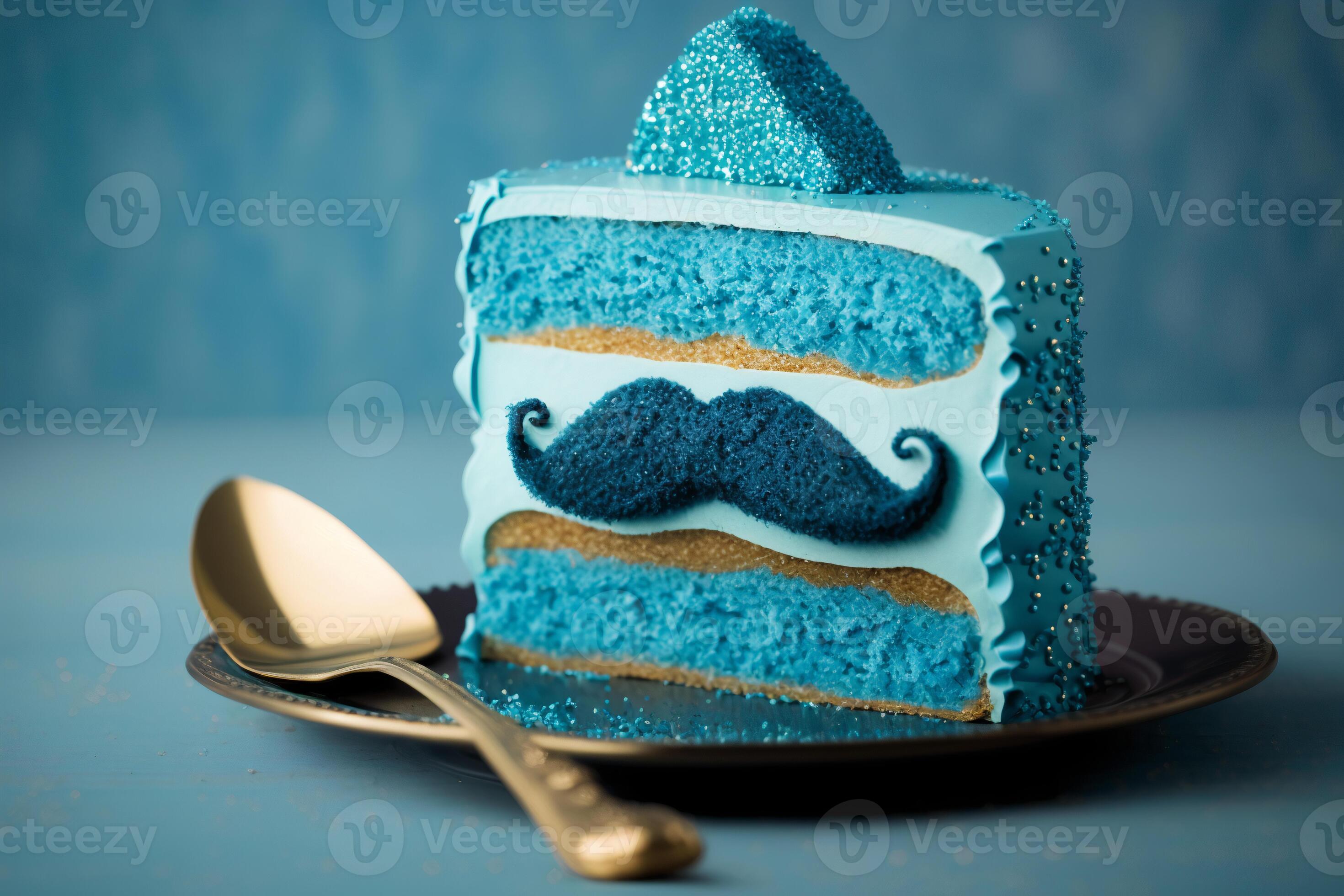 azul bolo com uma bigode. internacional masculino dia, do pai dia  celebração. generativo ai. 21984950 Foto de stock no Vecteezy